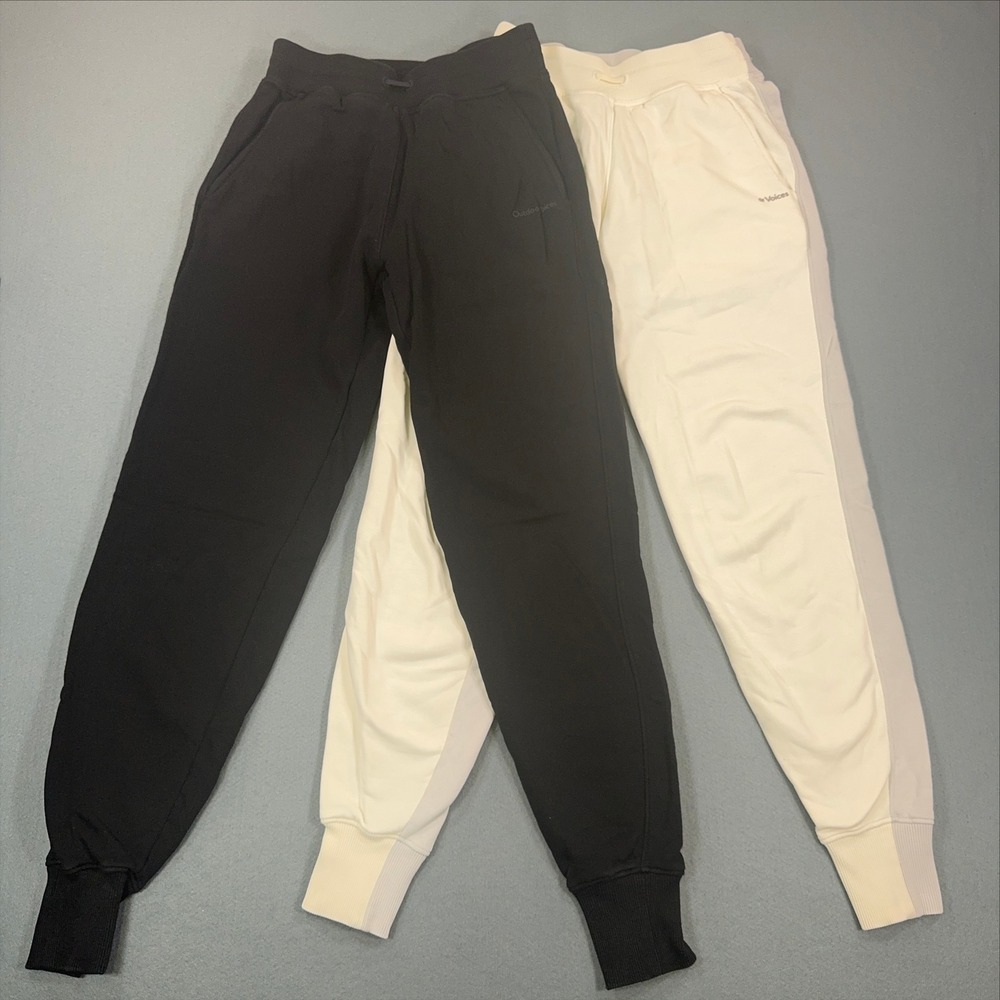 Outdoor Voices Joggers Bundle XS Black Cream Cotton Sweatpants Lot of 2